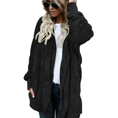 Buy Women Teddy Bear Fluffy Coat Ladies Warm Hooded Fleece Jacket Cardigan Plus Size • 11.99£