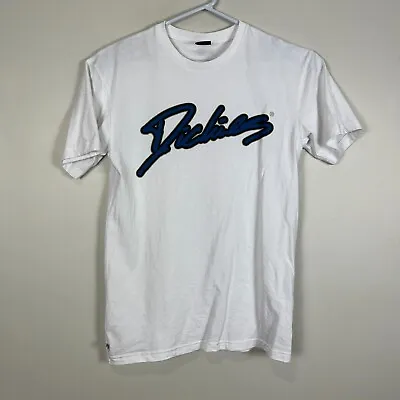 Buy Dickies White Spell Out Script Casual Crew Neck Cotton Tee T Shirt Mens Medium M • 12.63£