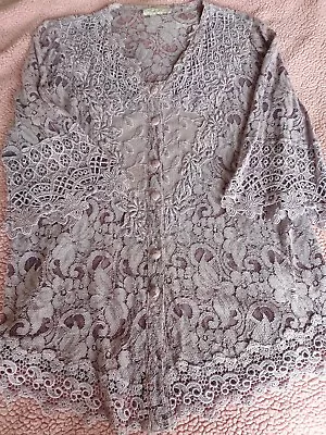 Buy Ann Balon Lilac Lace Jacket, 3/4 Sleeves Button Front Excellent Condition 12/14 • 25£