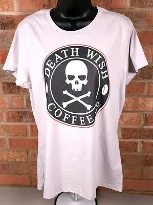 Buy Death Wish Coffee Co Gray Skull & Crossbones T-Shirt Womens Large • 16.95£