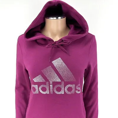 Buy ADIDAS Holiday Hoodie Womens SIZE X-SMALL XS Power Berry Sweatshirt Pullover NWT • 47.99£