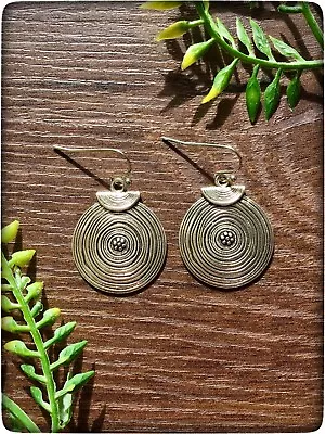Buy NEW Silver Colour Ancient Style Roman Viking Saxon Boho Hippy Circle Earrings • 15.99£
