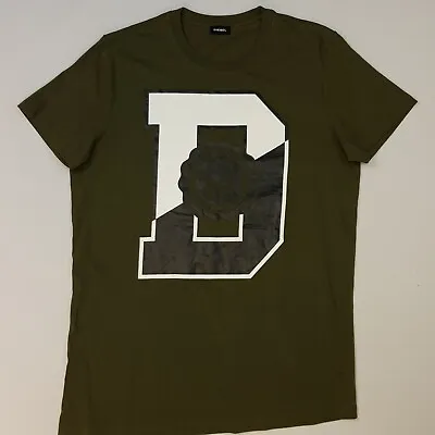 Buy Diesel T-Shirt Tee LARGE Green  Mens Crew Neck SLIM FIT Cotton • 16.99£
