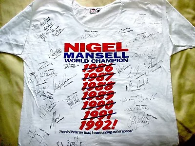 Buy Nigel Mansell 1992 World Championship .rare T Shirt Signed Over 30 Sigs.cert • 190£
