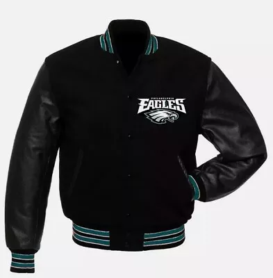 Buy Mens Letterman Philadelphia Eagles Varsity Wool And Leather Wear Club Jacket • 83.99£