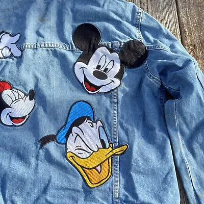 Buy Disney Girls MEDIUM Micky Minnie Mouse Jeans Jacket Donald Duck • 11.66£
