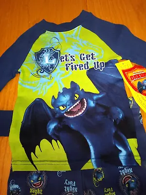 Buy New WT Rare How To Train Your Dragon PJ 's Pajamas Toothless Hiccup Set Boy's 4 • 15.75£