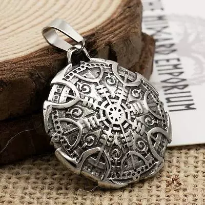 Buy Viking Necklace Helm Of Awe Shield Pendant Stainless Steel Mens Jewellery • 17.20£
