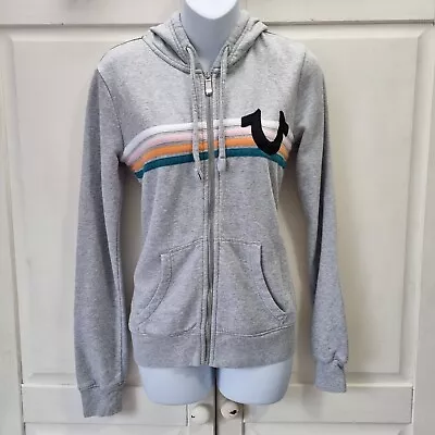 Buy True Religion Rainbow Hoodie XS Grey Zip Through Women's Teens Sweatshirt Cute • 27.99£