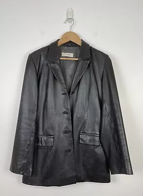 Buy Coti Real Leather Longline Blazer Jacket Coat Vintage 90s Y2K Size M UK 12/14 • 40£