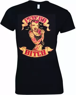 Buy PSYCHO BITCH T/shirt Women's All Size S-2XL Psychobilly Girl Lady Rockabilly Pun • 15.99£