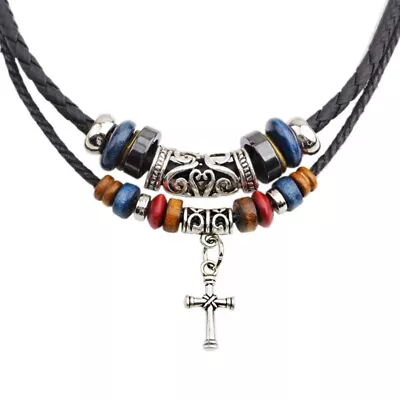 Buy Ethnic Jewelry Leather Tribal Necklace With For Pendant For Women Men • 4.33£