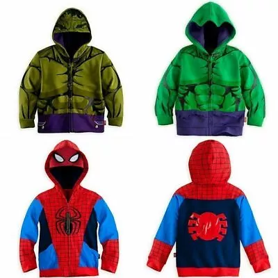 Buy Kids SuperHero Hoodies Hooded Zip Up Coat Jacket Sweatshirt Tops Outwear Gift • 10.59£