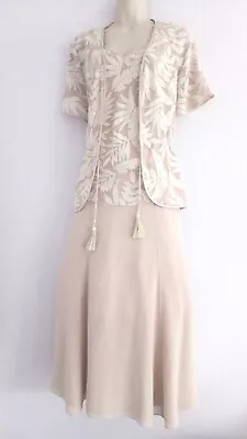 Buy Jacques Vert Beige Dress And Jacket Outfit Size 18 • 70£