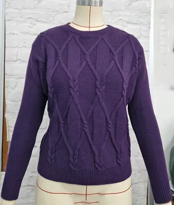 Buy Cable Crew Neck Jumper In Purple • 8.49£
