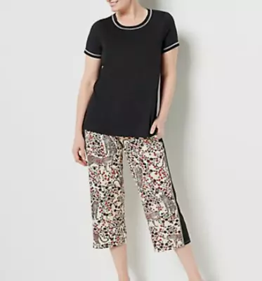 Buy Cuddl Duds Cool & Airy Pajamas Pjs Crop Trousers Small Petite QVC Pockets Bk • 15£