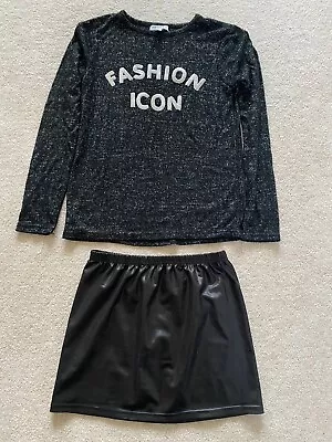 Buy Girls Halloween Jumper &Skirt Black Jersey Age 9-10 From Primark New Without Tag • 1.99£