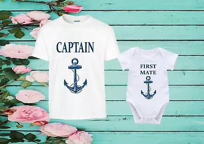 Buy Captain First Mate Unisex Adult T-shirt Baby Vest Father Baby Matching  171-172 • 19.49£