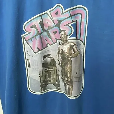 Buy Vintage 1977 Star Wars C3PO R2D2 T Shirt Blue 50/50 Single Stitch 38  Chest • 37.88£
