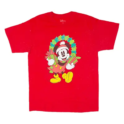 Buy DISNEY Christmas Mickey Mouse Mens T-Shirt Red L • 7.99£