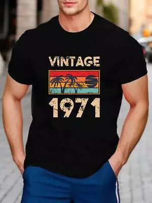 Buy Vintage 1971 Mens Shirts Short Sleeve Classic Cool Crew Neck Cotton T-shirt Top. • 9.97£