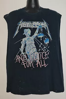 Buy Vitnage 2000s Metallica Justice For All Cut Off T Shirt Size XL  • 35£