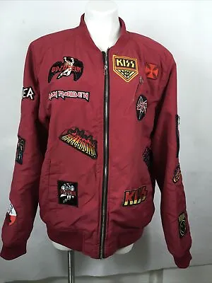 Buy Rock Hard Vintage “ Hall Of Fame” Rock Band Patches Women”s Bomber Jacket Sz XL • 115.82£
