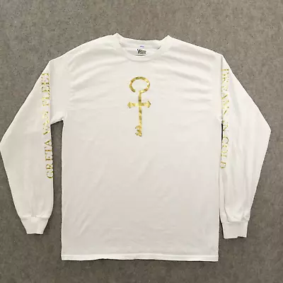 Buy Greta Van Fleet Shirt Mens Medium White Dreams On Gold Long Sleeve Crew Band Log • 17.95£