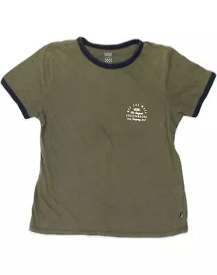 Buy VANS Womens Graphic T-Shirt Top UK 14 Large Khaki Cotton UL01 • 7.28£