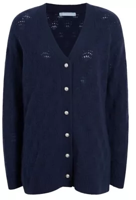 Buy Hill House Navy Simple Cardigan Button Up L Knit Sweater NWTS Cottagecore Casual • 34.10£