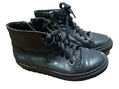Buy Anine Bing Womens Sz 6 Black Leather Zip Up High Top Boots Shoes • 55.89£