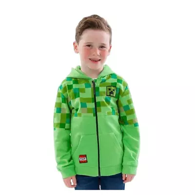 Buy Minecraft Boys Full Zip Creeper Hoodie Green Size 8 Hooded Sweatshirt NEW • 20.10£