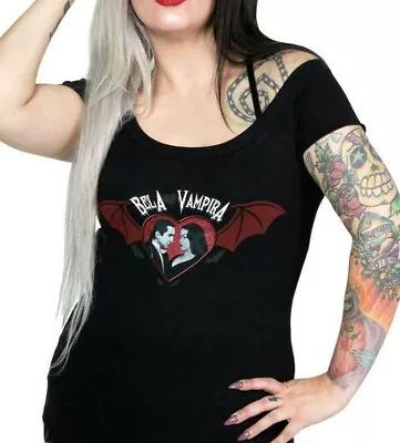 Buy Bela Loves Vampira 3X Graphic Shoulder Tee Womens Horror Gothic Vampire Lugosi • 28.43£