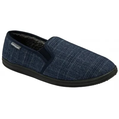 Buy Dunlop Mens Clifford Twin Gusset Comfy Fur Lined Memory Foam House Slippers • 14.99£