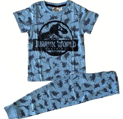 Buy Boys Jurassic World Dinosaur Pyjamas With Cuffed Bottoms.3-10yrs • 7.25£