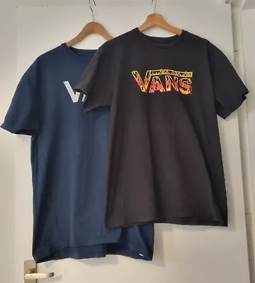 Buy Men's Unisex VANS T-shirts X 2, M And L, Blue And Black With Logo GOOD • 0.99£