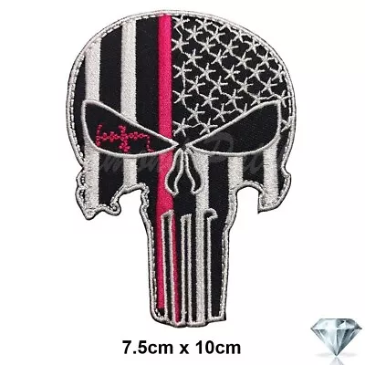 Buy Punisher Skull Us Flag Embroidery Patch Iron Sew On Goth  Fashion Badge Biker • 2.29£