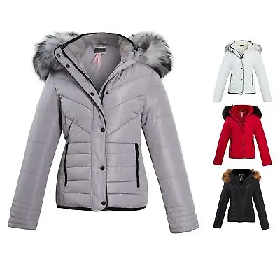 Buy Shelikes Womens Ladies Quilted Padded Winter Warm Fur Parka Jacket • 39.99£