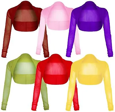 Buy New Ladies Cardigan Long Sleeve Cropped Sheer Bolero Shrug Tops 8-22 • 9.99£