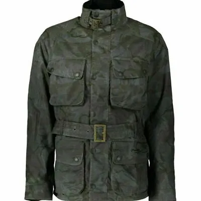 Buy NEW Mens JOHN PARTRIDGE WAXED BIKER Jacket Coat CAMOFLAGE Size L RRP £275 ;' • 69.99£