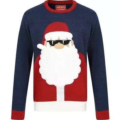 Buy Christmas Cool Santa Junior Christmas Jumper - Blue • 12.49£