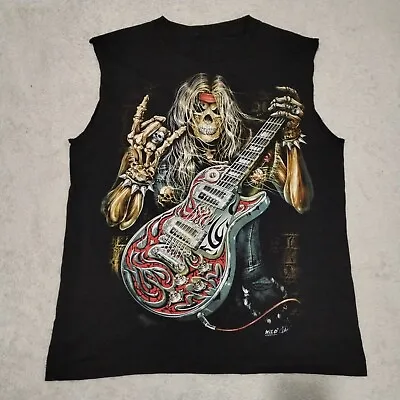 Buy Vintage Wild T Shirt Mens M Black Sleeveless Rock Skull Music Guitar Tank Band • 28.90£