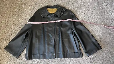 Buy Vintage 50's Black Town & Travel Leather Cape Jacket Women's S • 61.42£