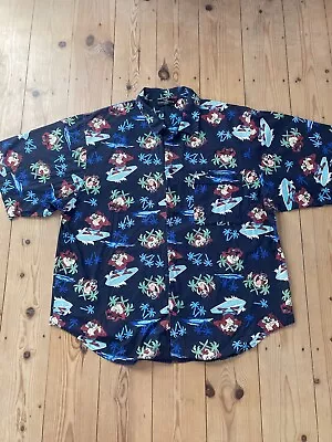 Buy Vintage Surf Aloha Shirt Taz Tasmanian Devil XL 1996 • 30£