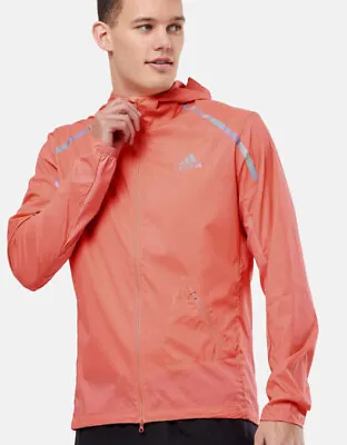 Buy Adidas Mens Marathon Running Packable WIND RDY Jacket Sample Coral Fusion IB8952 • 59.99£