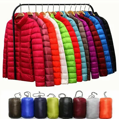 Buy Women's Down Jacket Packable Ultralight Stand Collar Coat Winter  Puffer • 18.48£