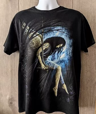 Buy Black Angel On A Swing And In A Cemetery Print T Shirt Goth  Size UK Lg • 12£