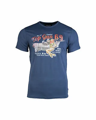Buy Original PARAMOUNT Movie T-Shirt Pin-Up Blue Top Gun 69 Heroes Pacific Was • 17.99£