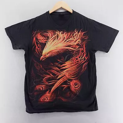 Buy Spiral T Shirt Medium Black Phoenix Bird Graphic Print Double Sided • 9.99£