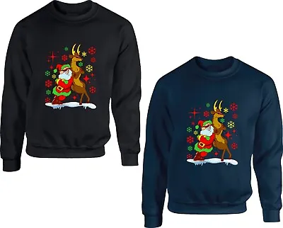 Buy Reindeer Christmas Jumper Funny Santa Claus Rudolph Snowflakes Xmas Gift Top • 17.99£